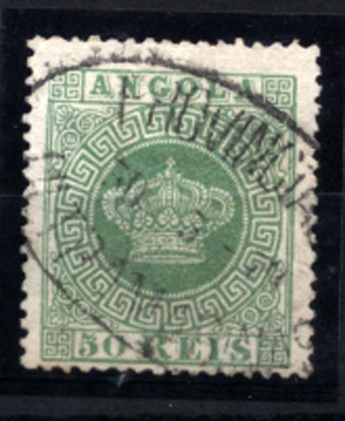 1481.jpg -     Lote:    1481            Angola       Descrição:         1870/77 &mdash; Tipo Coroa. CE6, 50 reis verde, denteado 13 &frac12;, papel fino. Valor de catálogo &euro; 925,00.        O       Valor Base:     &euro; 100,00     Valor Venda:     Retirado     