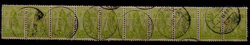 1489.jpg -     Lote:    1489            Angola       Descrição:         1932 &mdash; Ceres. Novo tipo. CE244, 5A verde amarelo. Tira horizontal de 10 selos. Valor de catálogo &euro; 22,00.        O       Valor Base:     &euro; 5,00     Valor Venda:     &euro; 10,00     