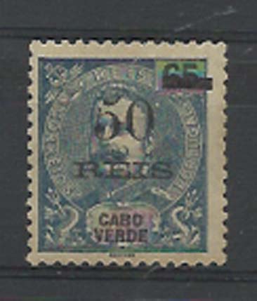 1503.jpg -     Lote:    1503            Cabo Verde       Descrição:         1905 &mdash; D. Carlos I com sobretaxa. CE85, 50 s/ 65 reis azul cinzento. Selo com "5" fendido, tipo I. Valor de catálogo &euro; 50,00.        **       Valor Base:     &euro; 20,00     Valor Venda:     &euro; 42,00     