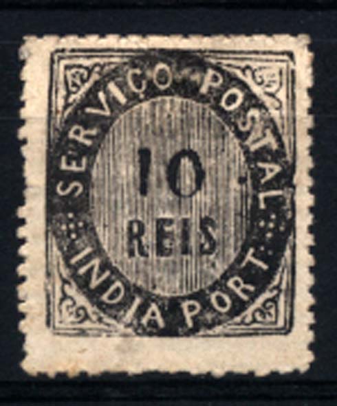 1506.jpg -     Lote:    1506            Índia       Descrição:         1871 &mdash; Nativos. Tipo II. CE8, 10 reis preto. Papel avergoado. Valor de catálogo &euro; 76,00.        **       Valor Base:     &euro; 18,00     Valor Venda:     &euro; 18,00     