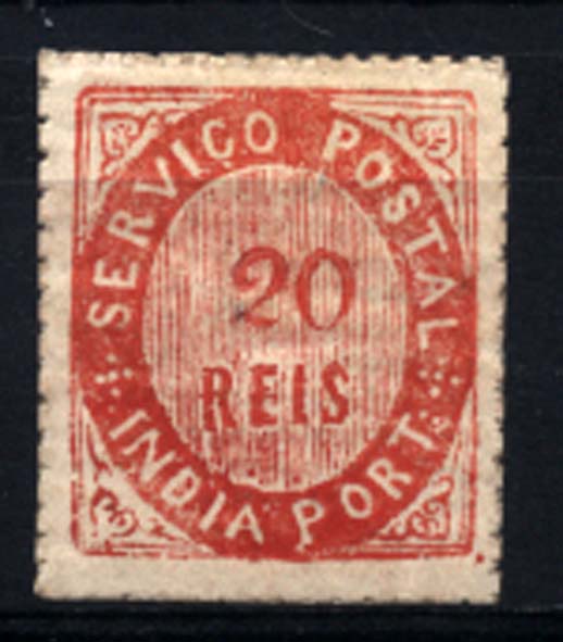 1507.jpg -     Lote:    1507            Índia       Descrição:         1871 &mdash; Nativos. Tipo II. CE9, 20 reis vermelho, papel avergoado. Valor de catálogo &euro; 65,00.        **       Valor Base:     &euro; 20,00     Valor Venda:     &euro; 32,00     