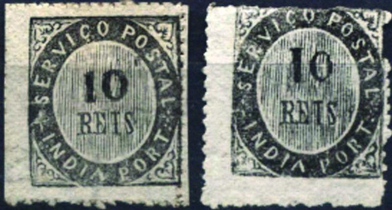 1514.jpg -     Lote:    1514            Índia       Descrição:         1873 &mdash; Nativos. Tipo IA. CE16, 10 reis preto. Lote de dois selos novos, um normal com goma e outro sem goma com a variedade "1" invertido. Valor de catálogo &euro; 221,00.        **/*       Valor Base:     &euro; 50,00     Valor Venda:     Retirado     