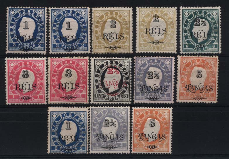 1551.jpg -     Lote:    1551            Índia       Descrição:         1902 &mdash; D. Luís I, com sobretaxa. CE167/173. Série completa em denteados 12 &frac12; e 13 &frac12; + 4 repetições (tonalidades de cor). Valor de catálogo &euro; 93,20.        **/*       Valor Base:     &euro; 20,00     Valor Venda:     &euro; 38,00     