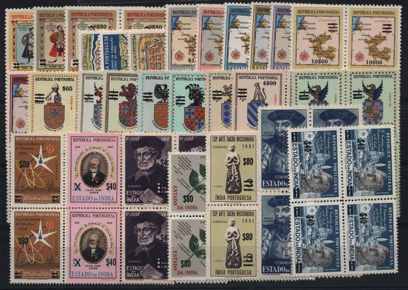1597.jpg -     Lote:    1597            Índia       Descrição:         1959 &mdash; Valores em escudos. Selos de 1946 a 1958, com sobretaxa. CE477/504. Série completa em quadras. Valor de catálogo &euro; 116,00.        ***       Valor Base:     &euro; 24,00     Valor Venda:     &euro; 36,00     