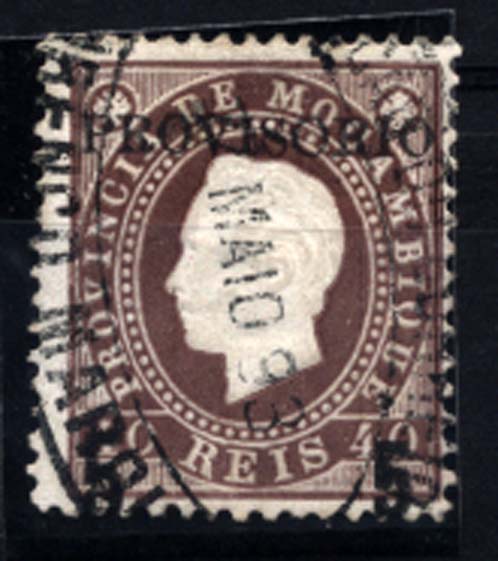 1644.jpg -     Lote:    1644            Moçambique       Descrição:         1893 &mdash; D. Luís I, fita direita, com sobretaxa. CE27, 5 s/ 40 reis castanho vermelho, com "5" maior à esquerda. Valor de catálogo &euro; 260,00.        O       Valor Base:     &euro; 75,00     Valor Venda:     &euro; 110,00     