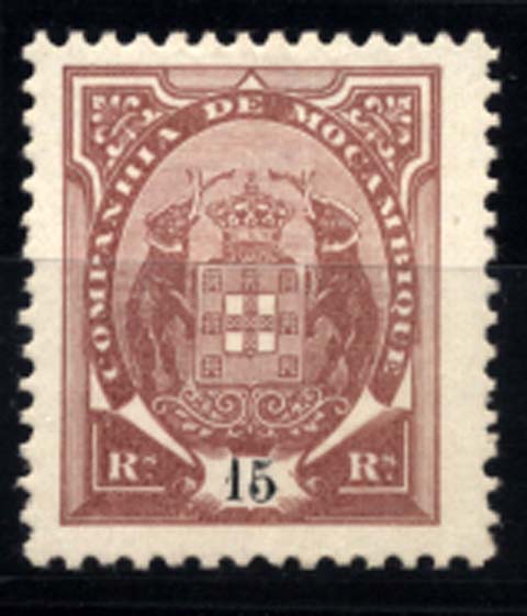 1680.jpg -     Lote:    1680            Companhia de Moçambique       Descrição:         1895 &mdash; Tipo "Elefantes". CE14, 15 reis castanho, papel porcelana, denteado 11 &frac12; (não catalogado neste denteado).        **       Valor Base:     &euro; 15,00     Valor Venda:     &euro; 44,00     