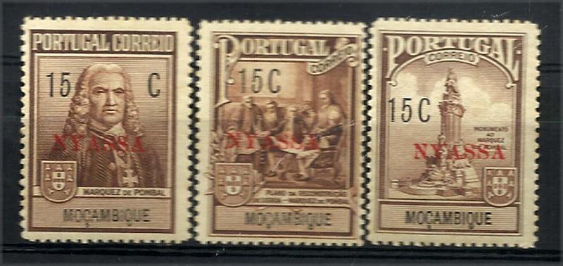 1700.jpg -     Lote:    1700            Companhia do Niassa       Descrição:         1925 &mdash; Imposto Postal. Monumento ao Marquês de Pombal. CE IP 1/3. Série completa. Valor de catálogo &euro; 69,00.        ***       Valor Base:     &euro; 14,00     Valor Venda:     Retirado     