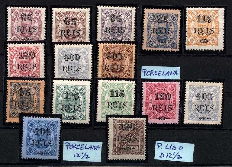 1704.jpg -     Lote:    1704            Zambézia       Descrição:         1902 &mdash; D. Carlos I, com sobretaxa. CE29/41. Série completa + selo CE32 em denteado 12 &frac12; + CE39 em denteado 12 &frac12;. Apenas dois selos (CE32 e 39 sem goma. Valor de catálogo &euro; 179,80.        **/*       Valor Base:     &euro; 36,00     Valor Venda:     &euro; 36,00     