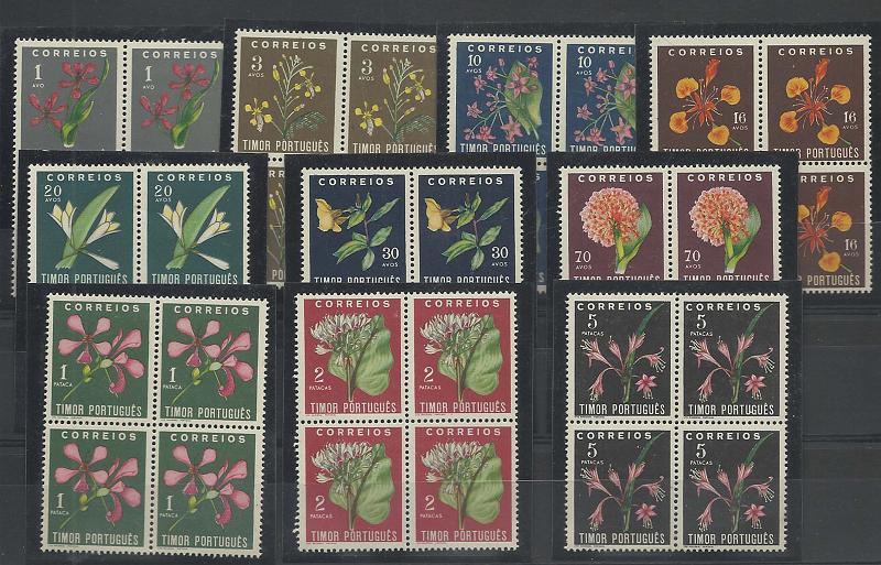 1724.jpg -     Lote:    1724            Timor       Descrição:         1950 &mdash; Flores tropicais. CE275/284. Série completa em quadras. Valor de catálogo &euro; 208,00.        **       Valor Base:     &euro; 120,00     Valor Venda:     Retirado     