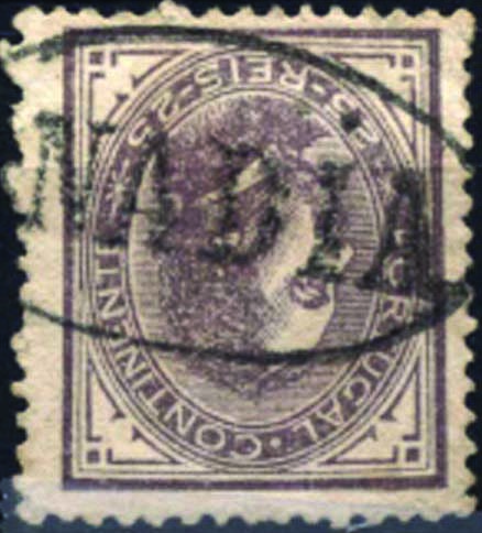 1819.jpg -     Lote:    1819            Portugal       Descrição:         Carimbos nominativos. 1880/81 &mdash; D. Luís I, de perfil. CE54, 25 reis. Selo obliterado com carimbo batido a preto "ANADIA".        O       Valor Base:     &euro; 5,00     Valor Venda:     &euro; 5,00     