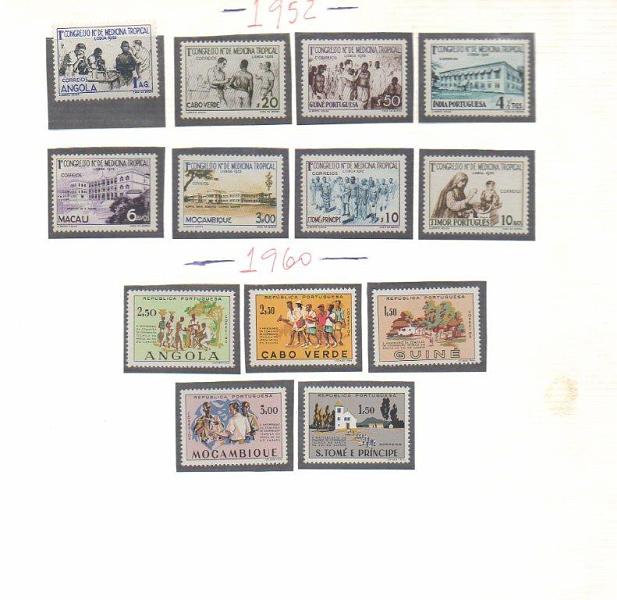 2096.jpg -     Lote:    2096                   Descrição:         Ultramar. Emissões conjuntas. Lote de 8 carteiras com emissões conjuntas das ex-Colónias: 1949 &mdash; 75.º Aniversário da UPU; 1952 &mdash; 1.º Congresso Nacional de Medicina Tropical; 1958 &mdash; Sextos Congressos Internacionais de Medicina Tropical e Paludismo; 1960 &mdash; V Centenário da Cooperação na África ao Sul do Sahara; 1963 &mdash; 10.º Aniversário da TAP; 1965 &mdash; Centenário da UIT; 1969 &mdash; Centenário do Nascimento de Gago Coutinho e 1972 &mdash; 4.º Centenário da Publicação dos Lusíadas. Valor de catálogo &euro; 281,95.        CRT       Valor Base:     &euro; 55,00     Valor Venda:     &euro; 55,00     