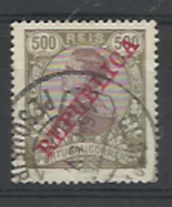 2309.jpg -     Lote:    2309      Lotes pelo Correio      Portugal       Descrição:         1910 &mdash; D. Manuel II com sobrecarga REPUBLICA. CE168, 500 reis sépia e castanho. Valor de catálogo &euro; 15,60.        O       Valor Base:     &euro; 4,00     Valor Venda:     &euro; 4,00     