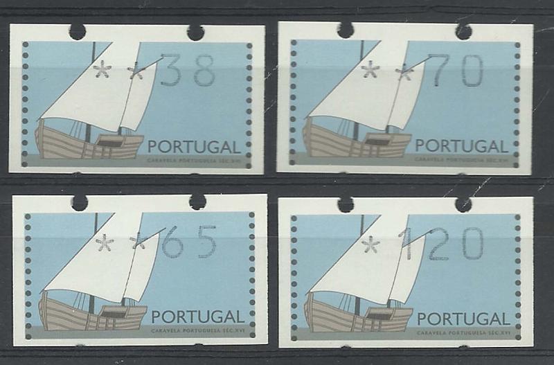 2338.jpg -     Lote:    2338      Lotes pelo Correio      Portugal       Descrição:         1992 &mdash; Caravela Portuguesa &mdash; Séc. XVI. ETQ5. Série completa para o ano de 1992 e para o correio ordinário. Deslocamento no corte, originando que a perfuração fique quase na sua totalidade no bordo superior e sem perfuração no bordo inferior.        ETQ       Valor Base:     &euro; 3,00     Valor Venda:     Retirado     