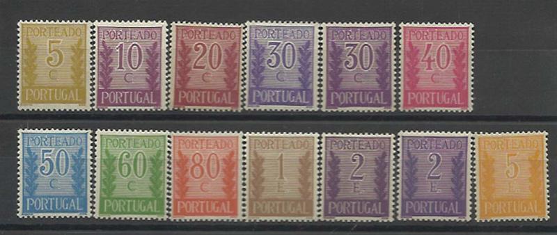 2348.jpg -     Lote:    2348      Lotes pelo Correio      Portugal       Descrição:         1940 &mdash; Porteado. Tipo "Algarismo ladeado de ramos". CE POR 54/64 + repetições CE57 e 63. Valor de catálogo &euro; 30,00.        **       Valor Base:     &euro; 6,00     Valor Venda:     Retirado     