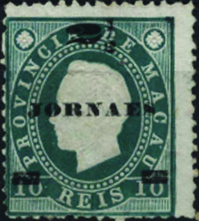 2386.jpg -     Lote:    2386      Lotes pelo Correio      Macau       Descrição:         1892/93 &mdash; D. Luís I, fita direita. Com sobretaxa. CE42, 2 &frac12; s/ 10 reis verde, denteado 12 &frac12;. Valor de catálogo &euro; 8,20.        *       Valor Base:     &euro; 3,00     Valor Venda:     &euro; 5,00     