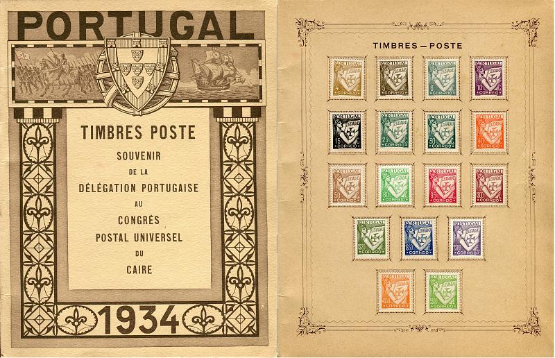 0181.jpg -     Lote:    181      Colecção "Os Lusíadas"             Descrição:         1934 &mdash; Lusíadas. Brochura produzida pela Casa da Moeda e Valores Selados, oferecida pela Delegação Portuguesa, como lembrança, aos delegados ao Congresso Postal Universal do Cairo em 1934, contendo no seu interior, colados, os selos da emissão e selo de porteado tipo Etiquetas, em utilização na data. CE513/530 e CE POR45/53.        CRT       Valor Base:     &euro; 100,00     Valor Venda:     &euro; 100,00     