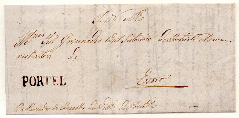 0285.jpg -     Lote:    285            Portugal        Descrição:      Portel   &mdash; A sépia, GM PRL em carta datada de Portel (28.09.35) para Évora, isenta de porte (S.N.R.). MB e R.        Carta       Valor Base:     &euro; 50,00     Valor Venda:     &euro; 110,00     