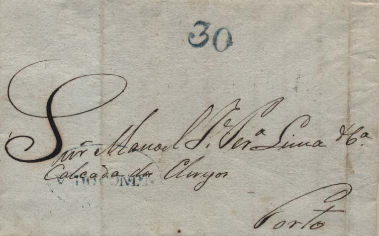 0296.jpg -     Lote:    296            Portugal        Descrição:      Vila do Conde &mdash;   A azul, GM VCD4 em carta datada de Vila do Conde (23.08.49) para o porto com o porte de 30 reis batido a azul.        Carta       Valor Base:     &euro; 12,00     Valor Venda:     Retirado     