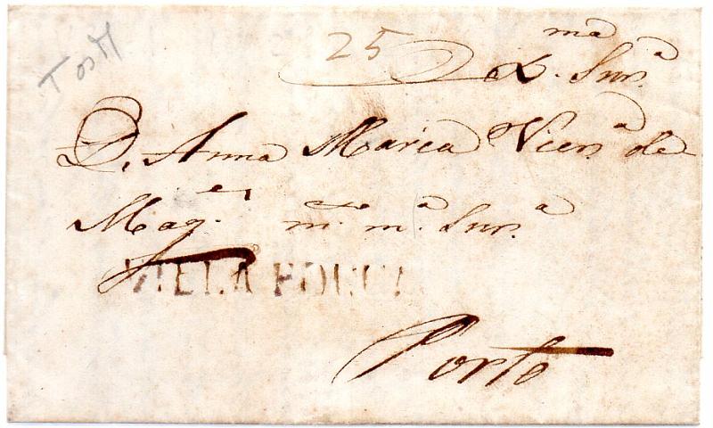 0298.jpg -     Lote:    298            Portugal        Descrição:      Vila Pouca &mdash;   A sépia, GM VPA1 em carta datada de Vila Pouca de Aguiar (12.07.42) para o Porto com o porte de 25 reis manuscrito a sépia.        Carta       Valor Base:     &euro; 20,00     Valor Venda:     Retirado     