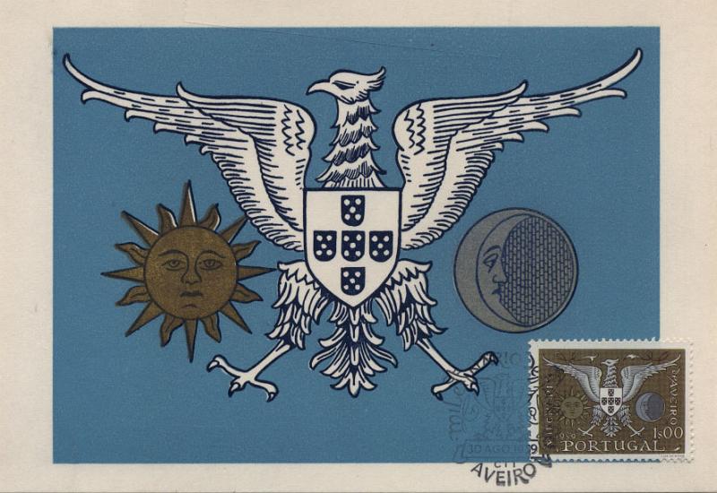 0573.jpg -     Lote:    573                   Descrição:         Aveiro (Milenário e Bi-Centenário). &mdash; Dois postais ilustrados concordantes com selos de 1$00 e 5$00 CE847/48 (um com a série e outro só com selo de 1$00), obliterados com carimbo comemorativo do 1.º dia de circulação de Aveiro (30.08.59).        PM       Valor Base:     &euro; 10,00     Valor Venda:     &euro; 10,00     