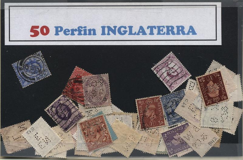 0632.jpg -     Lote:    632                   Descrição:         Perfurados. Inglaterra. Lote com 50 selos com diferente perfurações. Lote a ver.        Lote       Valor Base:     &euro; 25,00     Valor Venda:     Retirado     
