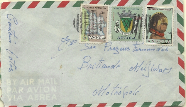 0770.jpg -     Lote:    770      Correio Militar e Censuras      Guerra Colonial       Descrição:         1961 &mdash; Guerra Colonial. Sobrescrito circulado de Malange para Lisboa. Selos obliterados com carimbo mudo elíptico de 9 barras, usado como marca de recurso na Estação Postal Militar 26. B e R.        Carta       Valor Base:     &euro; 25,00     Valor Venda:     Retirado     