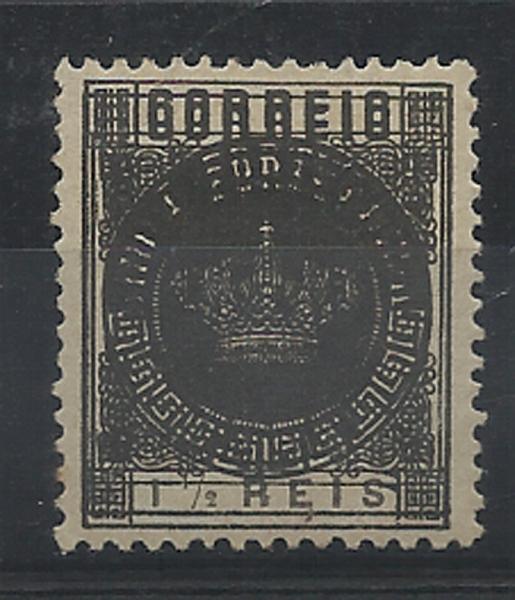 0849.jpg -     Lote:    849            Índia       Descrição:         1882 &mdash; Tipo Coroa. Valores em moeda local. CE115, 1 &frac12; reis preto, denteado 12 &frac12;, tipo I. Selo com dupla impressão. Catalogada mas não cotada. MB e MR.        **       Valor Base:     &euro; 30,00     Valor Venda:     &euro; 85,00     