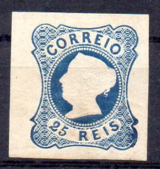 1033.jpg -     Lote:    1033            Portugal       Descrição:         1853 &mdash; D. Maria II. CE2, 25 reis azul-escuro, cunho II. Selo com margens largas, cor muito fresca. Bonito exemplar. Valor de catálogo &euro; 1.680,00.        **       Valor Base:     &euro; 300,00     Valor Venda:     &euro; 600,00     