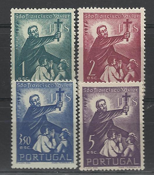 1149.jpg -     Lote:    1149            Portugal       Descrição:         1952 &mdash; 4.º Centenário da Morte de S. Francisco Xavier. CE759/62. Série completa. Valor de catálogo &euro; 160,00.        ***       Valor Base:     &euro; 34,00     Valor Venda:     &euro; 36,00     
