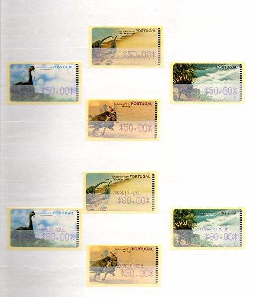 1188.jpg -     Lote:    1188            Portugal       Descrição:         1999 &mdash; Dinossáurios. Lote composto por 104 etiquetas novas e usadas. ETQ19 &mdash; 8 novas + 8 usadas; ETQ19A &mdash; 4 novas e 36 usadas; ETQ20 &mdash; 4 novas e 8 usadas; ETQ20A &mdash; 8 novas e 28 usadas. Lote a ver.        Lote       Valor Base:     &euro; 40,00     Valor Venda:     Retirado     