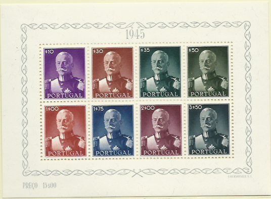 1203.jpg -     Lote:    1203            Portugal       Descrição:         1945 &mdash; Presidente Carmona. CE BLC8. Valor de catálogo &euro; 408,00.        BLC***       Valor Base:     &euro; 50,00     Valor Venda:     Retirado     