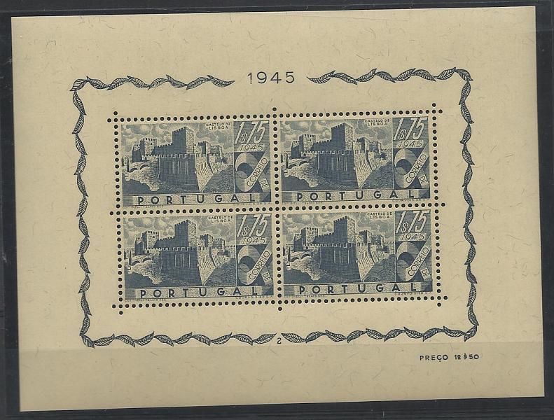 1207.jpg -     Lote:    1207            Portugal       Descrição:         1946 &mdash; Castelos de Portugal. CE BLC10. Valor de catálogo &euro; 338,00.        BLC***       Valor Base:     &euro; 50,00     Valor Venda:     &euro; 50,00     