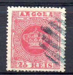 1240.jpg -     Lote:    1240            Angola       Descrição:         1870/77 &mdash; Tipo Coroa. CE4, 25 reis carmim rosa, papel fino, denteado 14. Valor de catálogo &euro; 925,00.        O       Valor Base:     &euro; 125,00     Valor Venda:     &euro; 150,00     