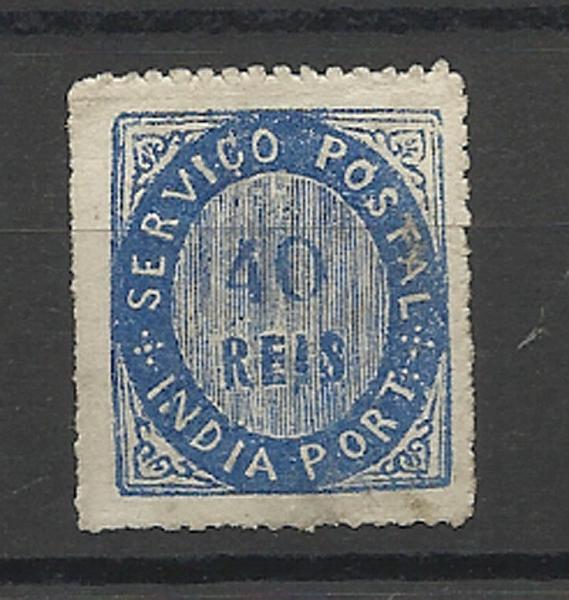 1297.jpg -     Lote:    1297            Índia       Descrição:         1871 &mdash; Nativos. Tipo II. CE10, 40 reis azul, papel espesso. Valor de catálogo &euro; 145,00.        *       Valor Base:     &euro; 30,00     Valor Venda:     Retirado     