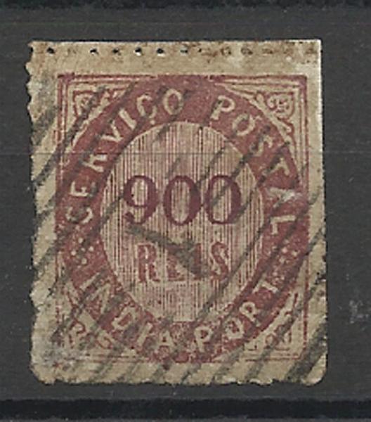 1302.jpg -     Lote:    1302            Índia       Descrição:         1871 &mdash; Nativos. Tipo II. CE15, 900 reis violeta. Valor de catálogo &euro; 280,00.        O       Valor Base:     &euro; 50,00     Valor Venda:     &euro; 75,00     