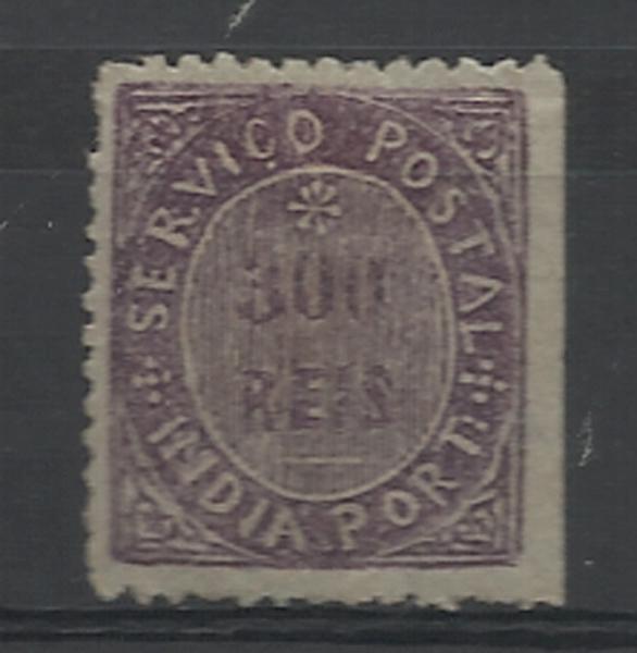 1320.jpg -     Lote:    1320            Índia       Descrição:         1877 &mdash; Nativos. Tipo IIIB. CE45, 300 reis violeta. Valor de catálogo &euro; 210,00.        **       Valor Base:     &euro; 40,00     Valor Venda:     &euro; 60,00     