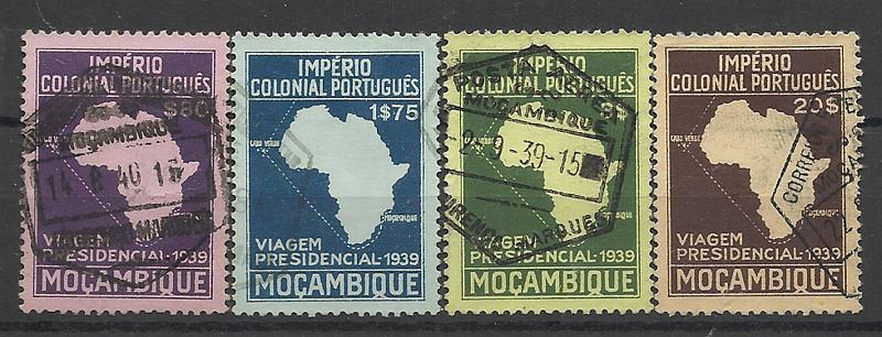 1453.jpg -     Lote:    1453            Moçambique       Descrição:         1939 &mdash; Segunda Viagem Presidencial às Colónias. CE308/311. Série completa. Valor de catálogo &euro; 87,00.        O       Valor Base:     &euro; 16,00     Valor Venda:     &euro; 30,00     