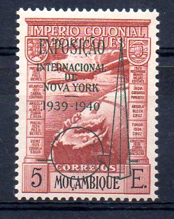 1460.jpg -     Lote:    1460            Moçambique       Descrição:         1939 &mdash; Império Colonial Português c/ sobrecarga "Exposição Internacional de Nova York 1939-1940". CE CA 7A, 5E castanho avermelhado. Valor de catálogo &euro; 225,00.        ***       Valor Base:     &euro; 55,00     Valor Venda:     Retirado     