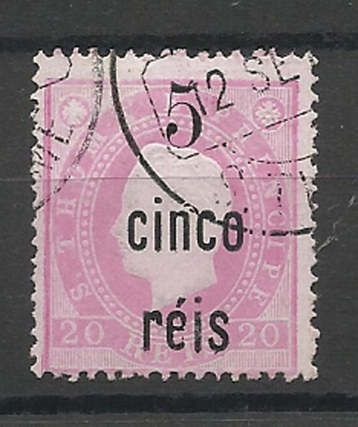 1488.jpg -     Lote:    1488            S. Tomé e Príncipe       Descrição:         1889/91 &mdash; D. Luís I, fita direita. Com sobretaxa. CE25, 5 s/ 20 reis rosa. Valor de catálogo &euro; 60,00.        O       Valor Base:     &euro; 15,00     Valor Venda:     &euro; 20,00     