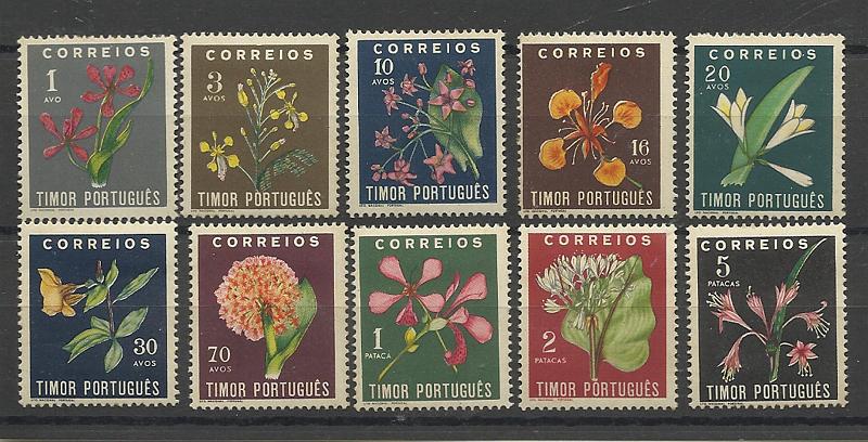 1504.jpg -     Lote:    1504            Timor       Descrição:         1950 &mdash; Flores tropicais. CE275/284. Série completa. Valor de catálogo &euro; 102,00.        **       Valor Base:     &euro; 20,00     Valor Venda:     Retirado     