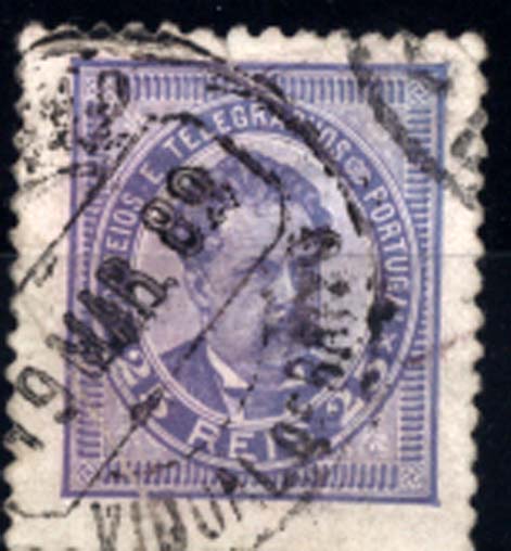 1595.jpg -     Lote:    1595            Portugal       Descrição:         Carimbos circulares datados tipo 1880 * 1884/87 &mdash; D. Luís I, de frente. CE63, 25 reis. Obliterado com carimbo batido a preto "VIDUAL DE BAIXO".        O       Valor Base:     &euro; 6,00     Valor Venda:     &euro; 22,00     