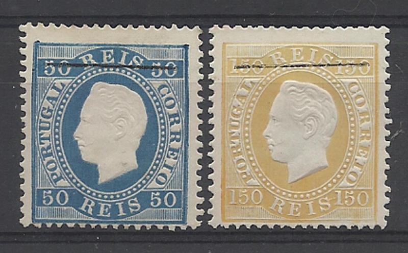 1779.jpg -     Lote:    1779            Portugal       Descrição:         Reimpressões de 1885. 1879/80 &mdash; D. Luís I. Fita Direita. Novas cores. Duas reimpressões de 50 e 150 reis, em denteado 13 &frac12;, com traço fino de 18 mm. Valor de catálogo &euro; 100,00.        R*       Valor Base:     &euro; 20,00     Valor Venda:     &euro; 20,00     