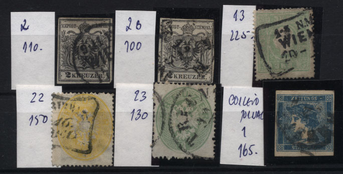 1797.jpg -     Lote:    1797                   Descrição:      Áustria   &mdash; Lote de com 6 selos usados Yv2, 2B, 13, 22, 23 e CP1. valor de catálogo aproximado &euro; 900,00. Lote a ver.        Lote       Valor Base:     &euro; 40,00     Valor Venda:     &euro; 40,00     