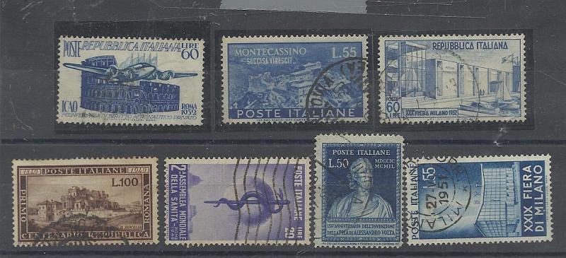 1826.jpg -     Lote:    1826                   Descrição:      Itália &mdash;   Lote com 7 selos usados. Yv537, 545, 550, 596, 603, 623 e 625.        O       Valor Base:     &euro; 60,00     Valor Venda:     &euro; 60,00     