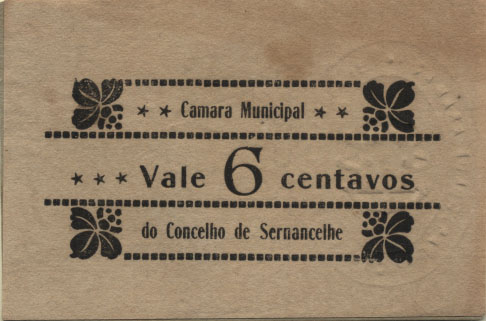 1890.jpg -     Lote:    1890                   Descrição:         Sernancelhe (Câmara Municipal do Concelho). MA2068/09, 4 e 6c, escassa. MC.        CDL       Valor Base:     &euro; 8,00     Valor Venda:     &euro; 10,00     