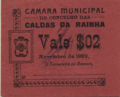 1894.jpg -     Lote:    1894                   Descrição:         Caldas da Rainha (Câmara Municipal). MA523, $02, papel rosa. Escassa. Bela.        CDL       Valor Base:     &euro; 8,00     Valor Venda:     Retirado     