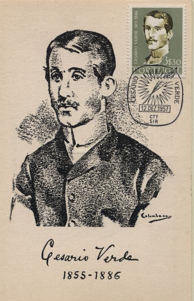 2073.jpg -     Lote:    2073      Lotes pelo Correio              Descrição:         Cesário Verde. CE831/32. Lote de dois postais máximos, um por cada valor, obliterados com carimbo de 1.º dia de circulação do SIR (12.12.57).        PM       Valor Base:     &euro; 8,00     Valor Venda:     Retirado     