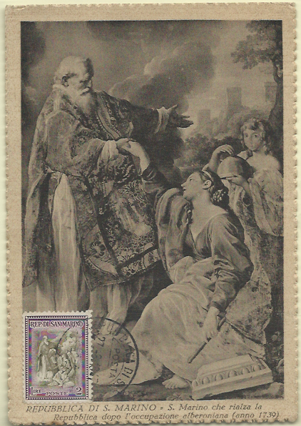 2104.jpg -     Lote:    2104      Lotes pelo Correio              Descrição:      São Marino (Realeza e a ocupação Alberoniana) &mdash;   Postal ilustrado concordante com selo de 2L obliterados com carimbo de S. Marino (27.08.47).        PM       Valor Base:     &euro; 10,00     Valor Venda:     Retirado     