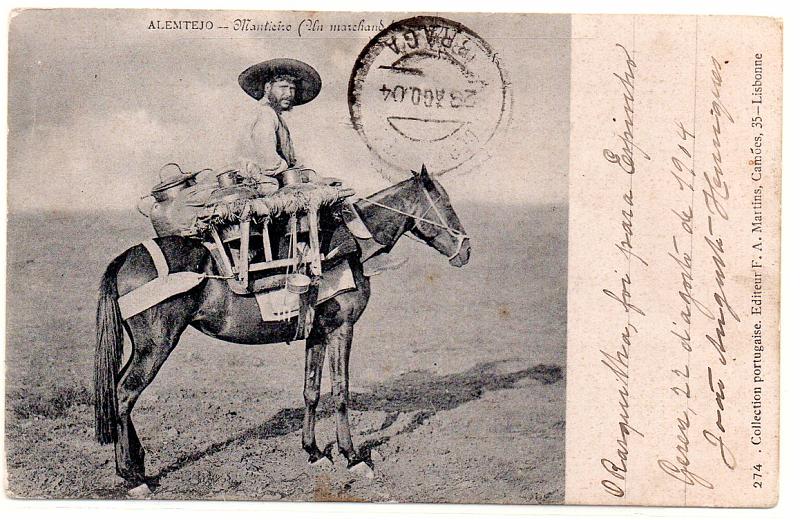 2153.jpg -     Lote:    2153      Lotes pelo Correio              Descrição:         Costumes portugueses * Alentejo, montieiro. Circulado.        PI       Valor Base:     &euro; 5,00     Valor Venda:     &euro; 5,00     