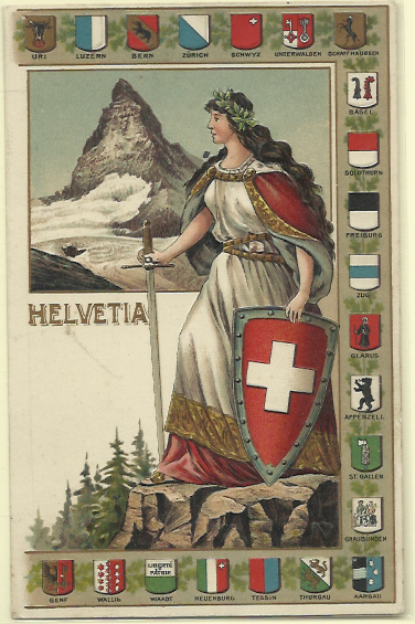 2185.jpg -     Lote:    2185      Lotes pelo Correio              Descrição:         Suíça &mdash; Postal ilustrado em relevo, com reprodução da heráldica dos cantões. Novo.        PI       Valor Base:     &euro; 10,00     Valor Venda:     Retirado     